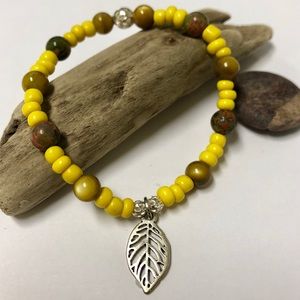 Yellow, Brown & Green Leaf 🍂Bracelet